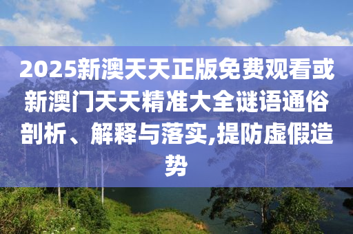 2025新澳天天正版免費觀看或新澳門天天精準大全謎語通俗剖析、解釋與落實,提防虛假造勢