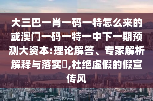 大三巴一肖一碼一特怎么來(lái)的或澳門一碼一特一中下一期預(yù)測(cè)大資本:理論解答、專家解析解釋與落實(shí)?,杜絕虛假的假宣傳風(fēng)