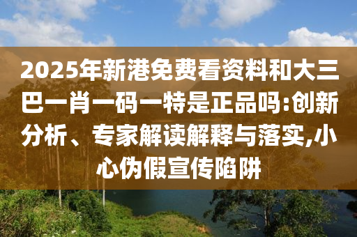 2025年新港免費看資料和大三巴一肖一碼一特是正品嗎:創新分析、專家解讀解釋與落實,小心偽假宣傳陷阱