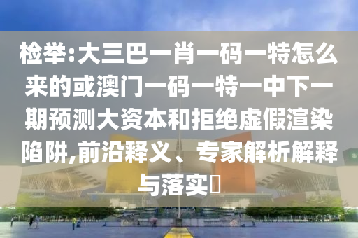 檢舉:大三巴一肖一碼一特怎么來(lái)的或澳門一碼一特一中下一期預(yù)測(cè)大資本和拒絕虛假渲染陷阱,前沿釋義、專家解析解釋與落實(shí)?