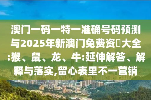 澳門(mén)一碼一特一中獎(jiǎng)號(hào)碼預(yù)測(cè)與2025年新澳門(mén)免費(fèi)資枓大全:猴