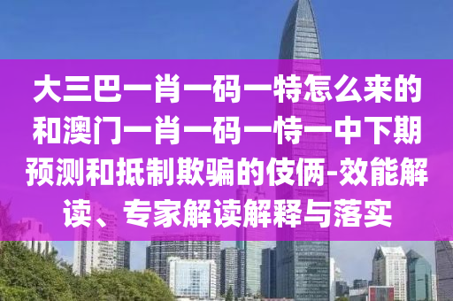 大三巴一肖一碼一特怎么來的和澳門一肖一碼一恃一中下期預測和抵制欺騙的伎倆-效能解讀、專家解讀解釋與落實