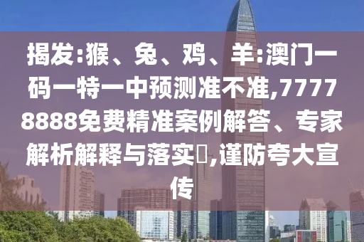 揭發:猴、兔、雞、羊:澳門一碼一特一中預測準不準,77778888免費精準案例解答、專家解析解釋與落實?,謹防夸大宣傳