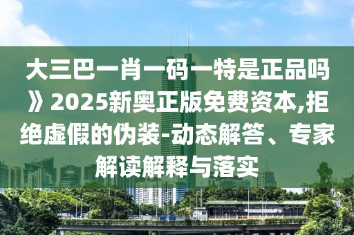大三巴一肖一碼一特是正品嗎》2025新奧正版免費資本,拒絕虛假的偽裝-動態解答、專家解讀解釋與落實