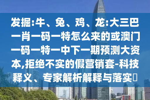 發(fā)掘:牛、兔、雞、龍:大三巴一肖一碼一特怎么來的或澳門一碼一特一中下一期預(yù)測大資本,拒絕不實(shí)的假營銷套-科技釋義、專家解析解釋與落實(shí)?